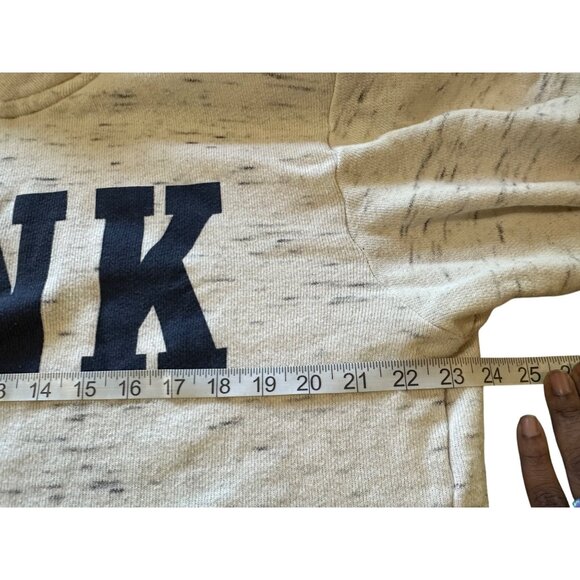 PINK Victorias Secret  Sz L Speckled Pullover Sweatshirt Navy Letters Red Accent - Picture 5 of 8